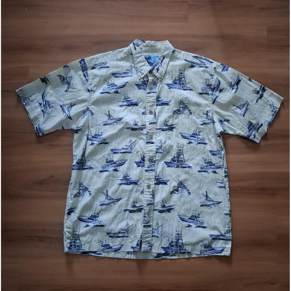 Mens AFTCO Boat Fishing‎ Pocket Burton Down Short Sleeve Shirt